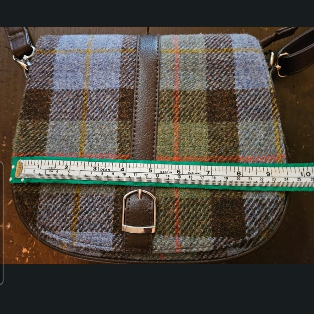 Harris Tweed Green and Brown Crossbody Bag - Picture 6 of 6